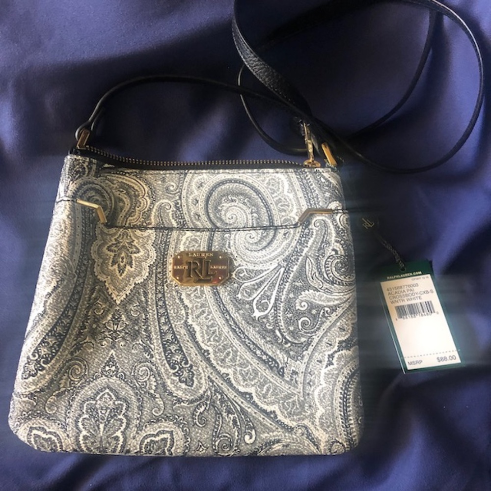 Ralph Lauren Cross Body Black and White Paisley